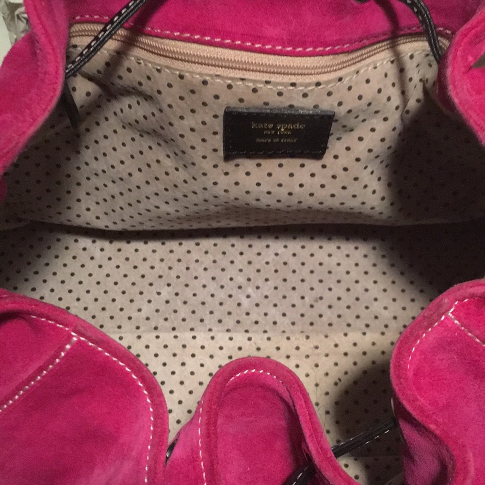 Kate Spade Raspberry Suede Bucket Bag - Picture 2 of 5